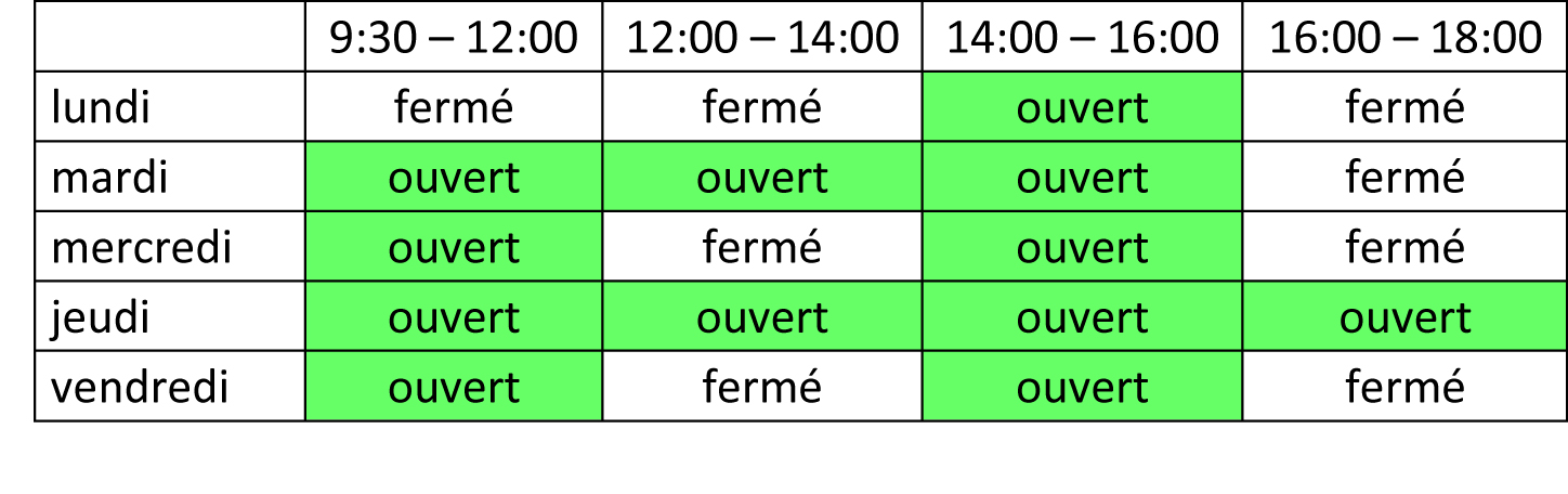 Horaire Centre Documentation